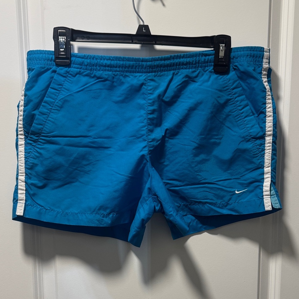 Nike Women's Blue Athletic Shorts with White Trim